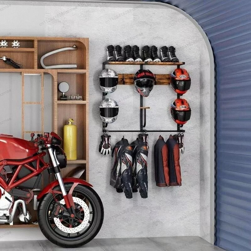 Wall-mounted helmet rack, mult - Motorcycle Gear Garage Storage review and price