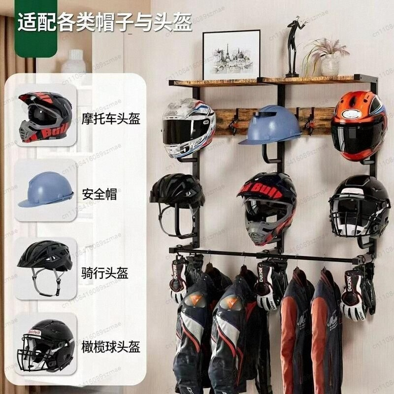Wall-mounted helmet rack, mult - Motorcycle Gear Garage Storage review and price