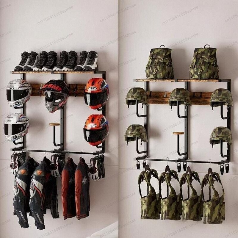 Wall-mounted helmet rack, mult - Motorcycle Gear Garage Storage review and price