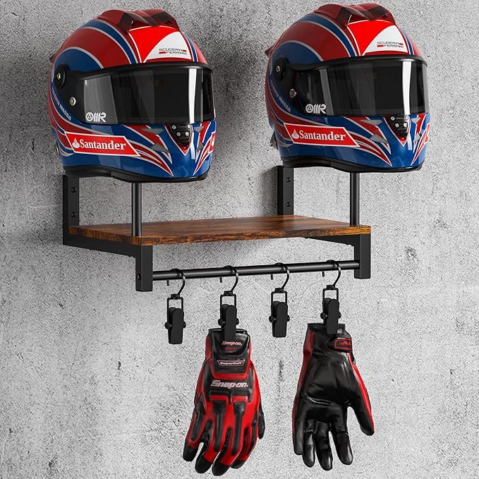 Wall Mount Helmet Holder Woode - Motorcycle Gear Garage Storage review and price