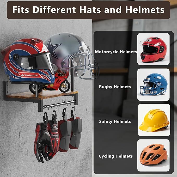 Wall Mount Helmet Holder Woode - Motorcycle Gear Garage Storage review and price